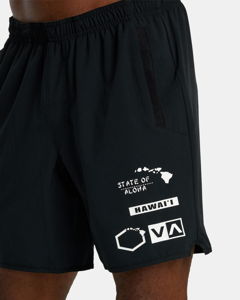 Hawaii All Brand Yogger Stretch 17" Shorts - Black