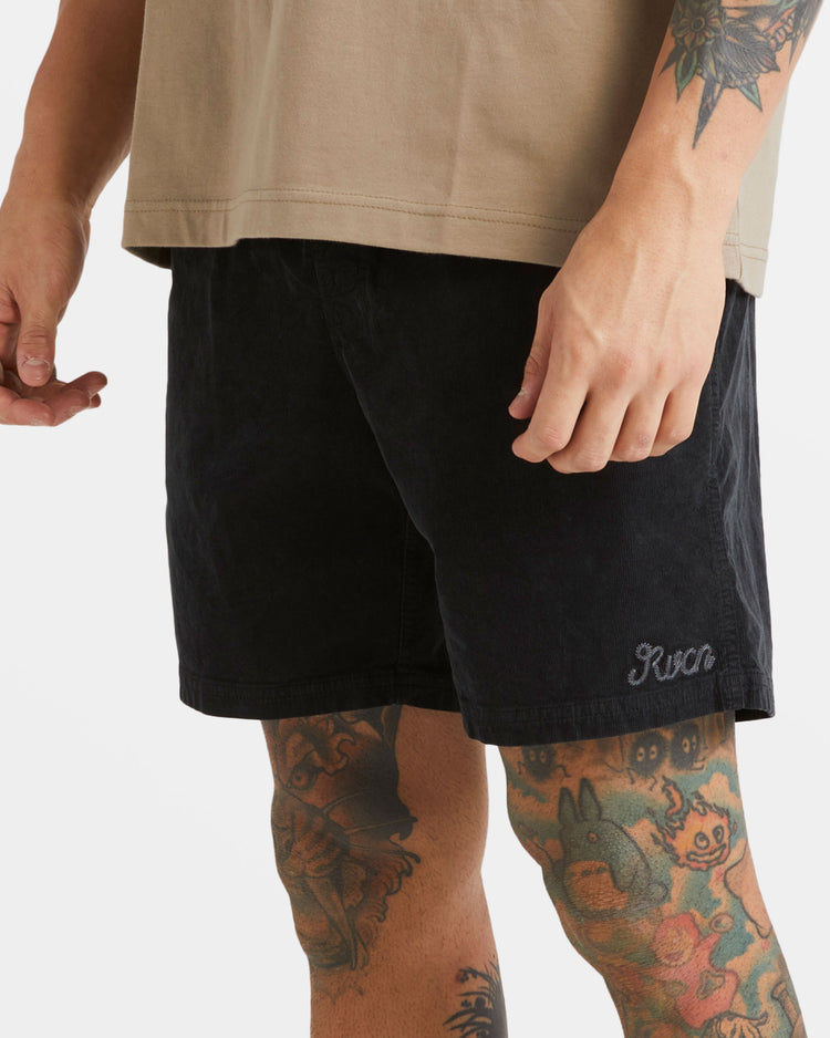 Escape 17" Elastic Waist Shorts - Black