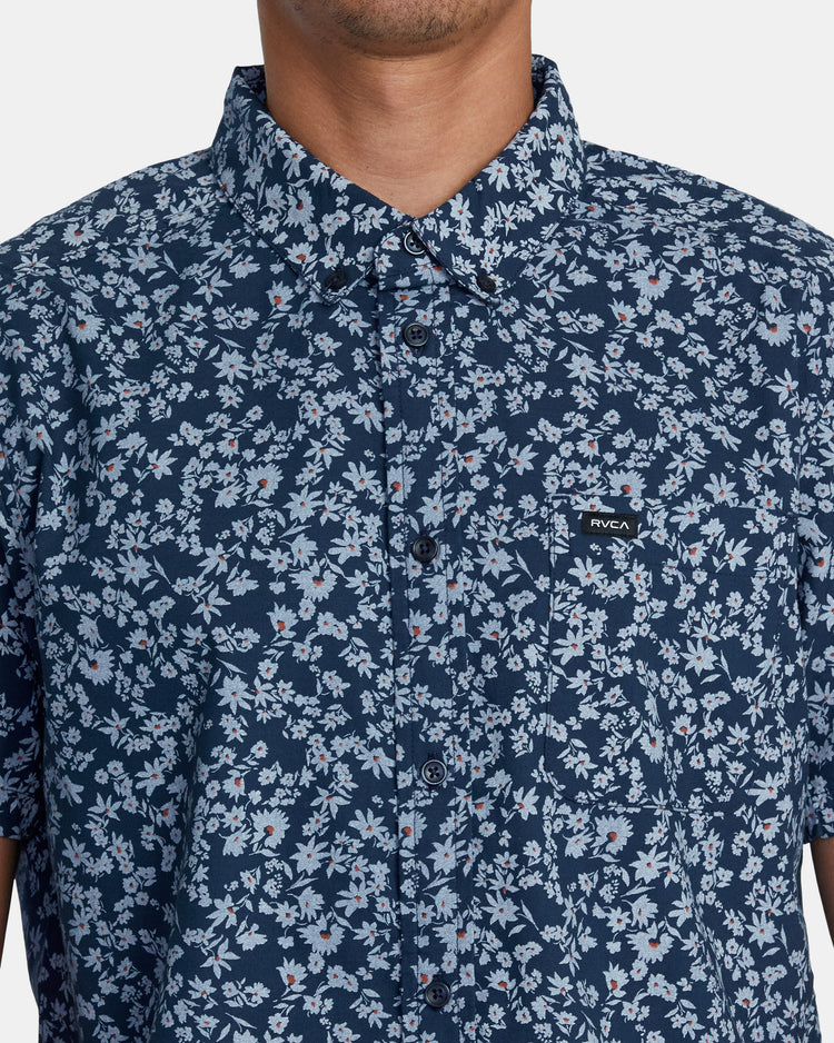 That'll Do Print Short Sleeve Shirt - Petrol Blue