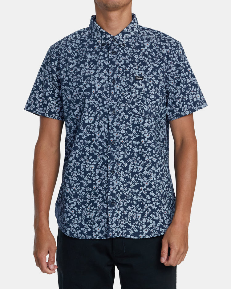 That'll Do Print Short Sleeve Shirt - Petrol Blue