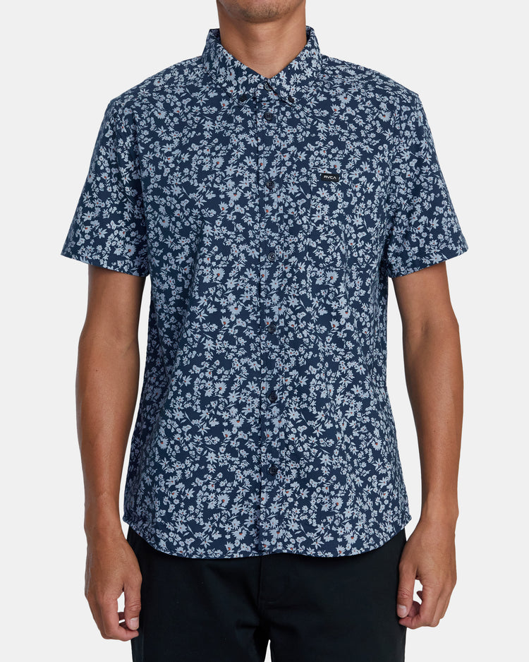 That'll Do Print Short Sleeve Shirt - Petrol Blue