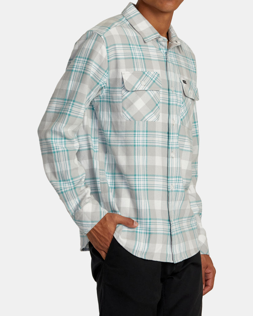 That'll Work Flannel Long Sleeve Shirt - Silver Bleach