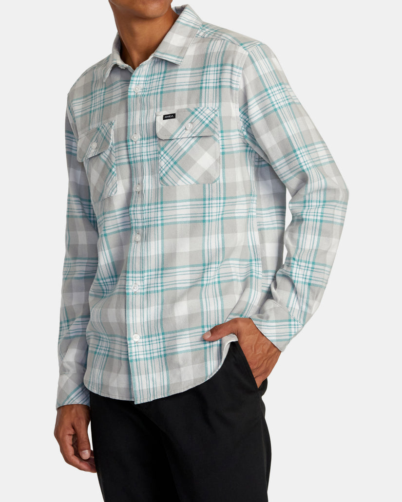 That'll Work Flannel Long Sleeve Shirt - Silver Bleach