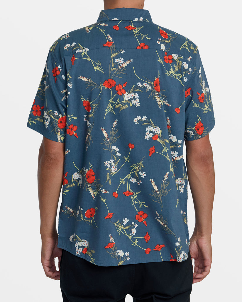 Botanical Short Sleeve Shirt - Duck Blue