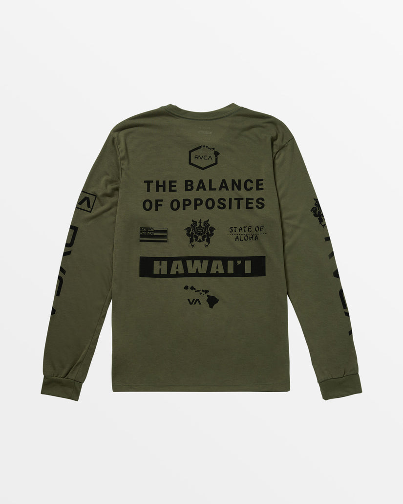 Hawaii All Brand Sport Tech Long Sleeve Tee - Olive