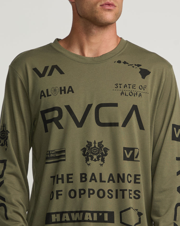 Hawaii All Brand Sport Tech Long Sleeve Tee - Olive