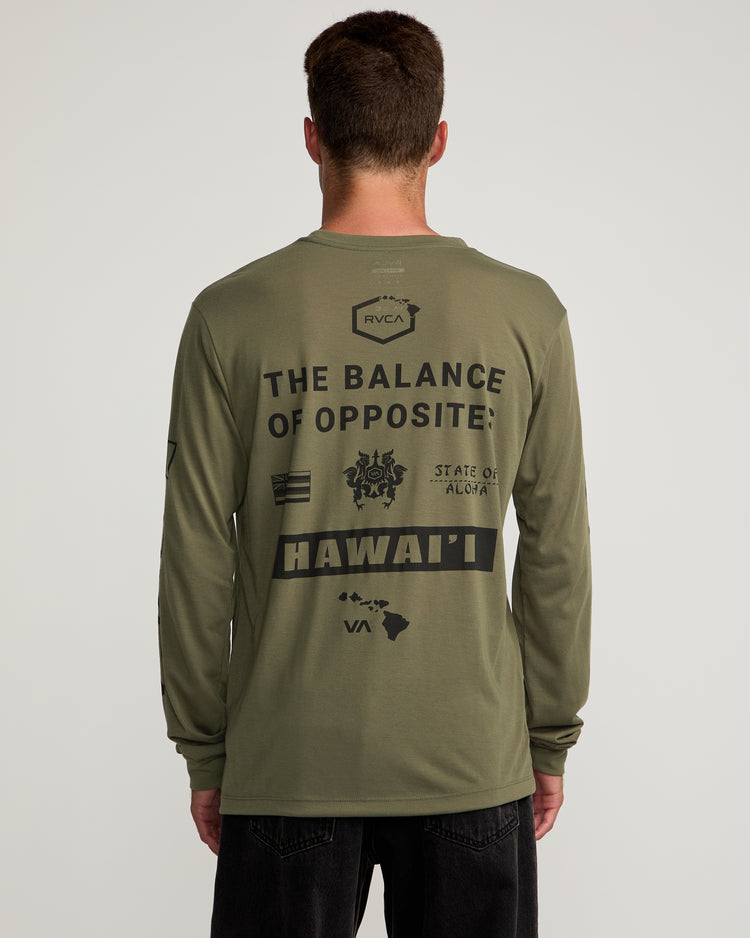 Hawaii All Brand Sport Tech Long Sleeve Tee - Olive