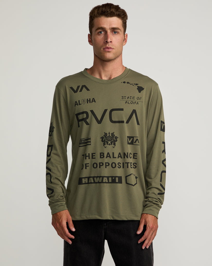 Hawaii All Brand Sport Tech Long Sleeve Tee - Olive