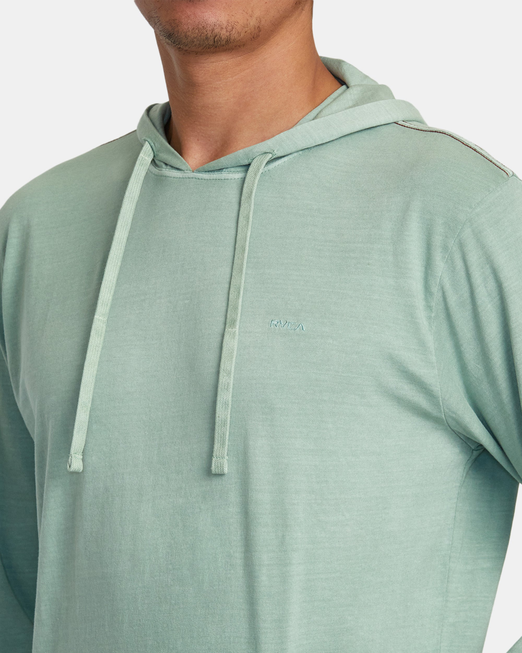 PTC Pigment Hooded Long Sleeve Tee Granite Green RVCA