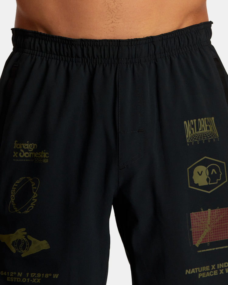 Yogger Stretch 17" Athletic Shorts - Black Multi