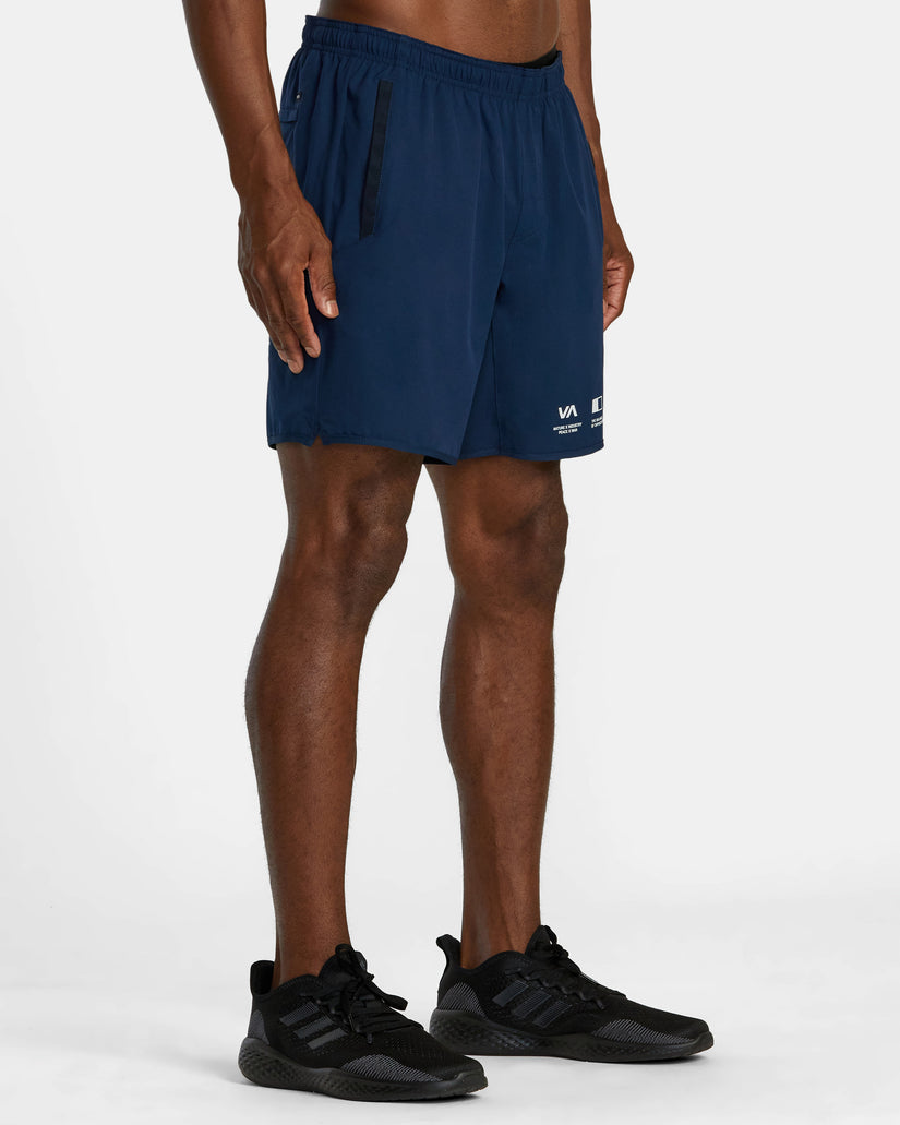 Yogger Stretch Elastic Waist Shorts 17" - Navy Credits