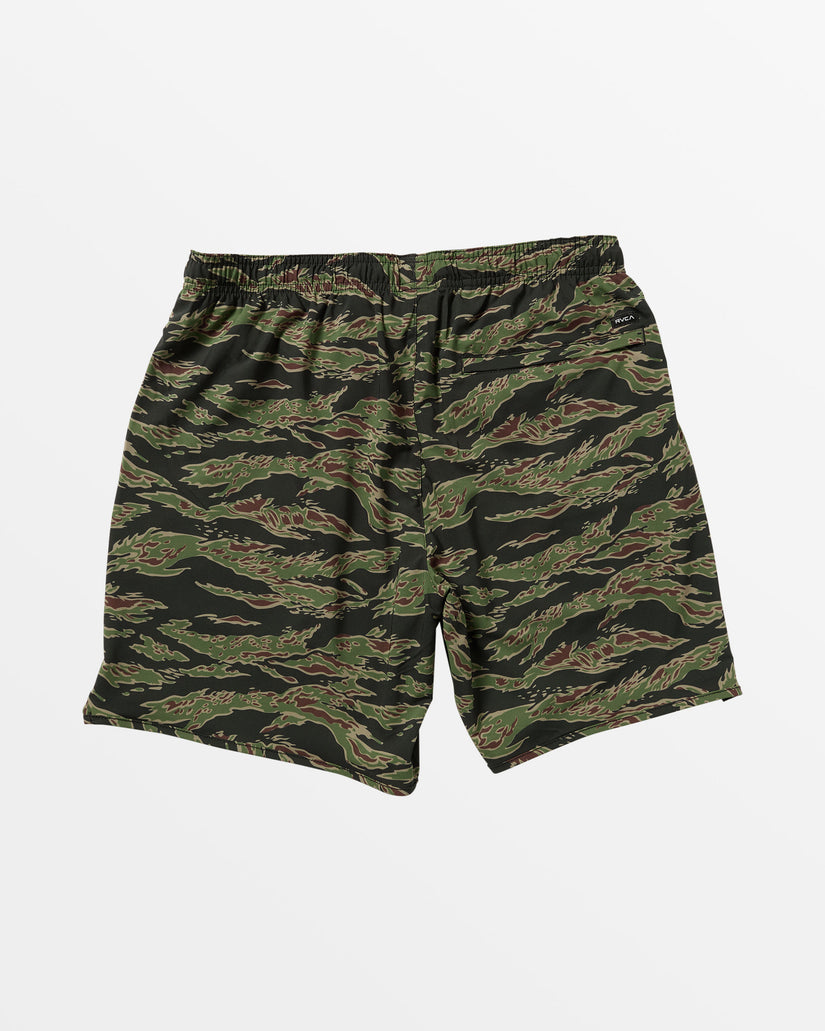 Yogger Stretch Elastic Waist Shorts 17" - Tiger Camo