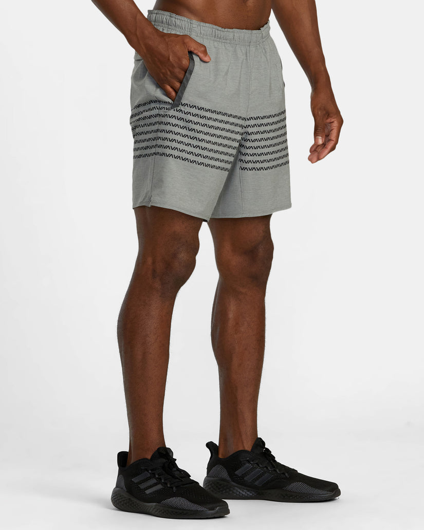 Yogger Stretch Elastic Waist Shorts 17" - Heather Grey Va Band