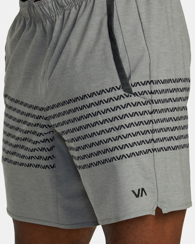 Yogger Stretch Elastic Waist Shorts 17" - Heather Grey Va Band