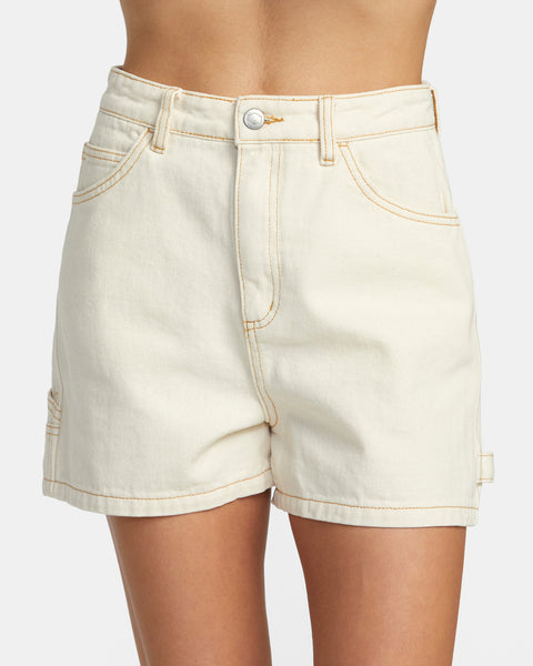 Womens Beige Denim Shorts