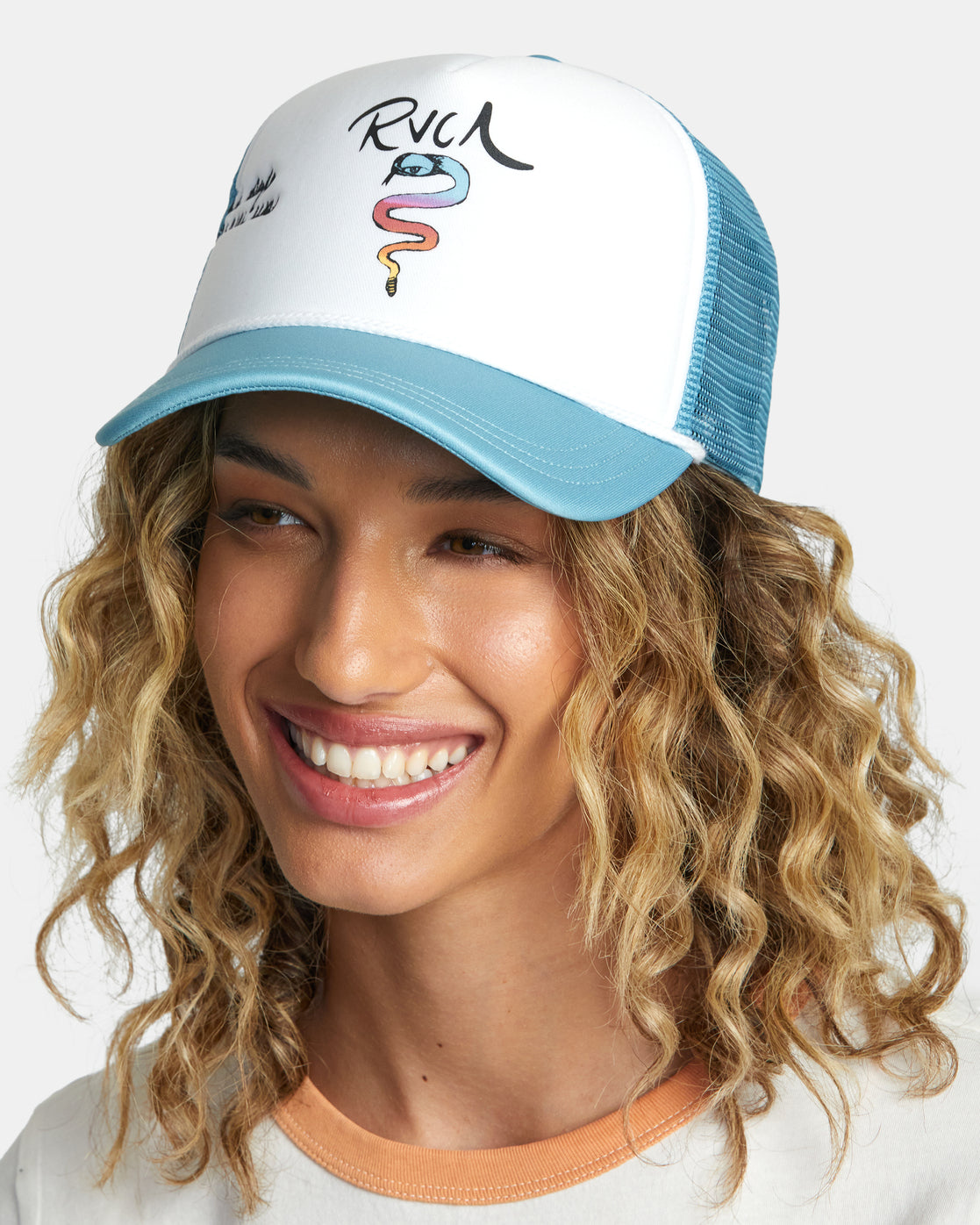 Rose Machado Snaked Foamy Trucker Hat - Moody Blue | RVCA