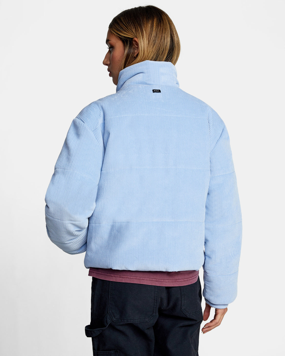 Blue corduroy 2024 puffer jacket