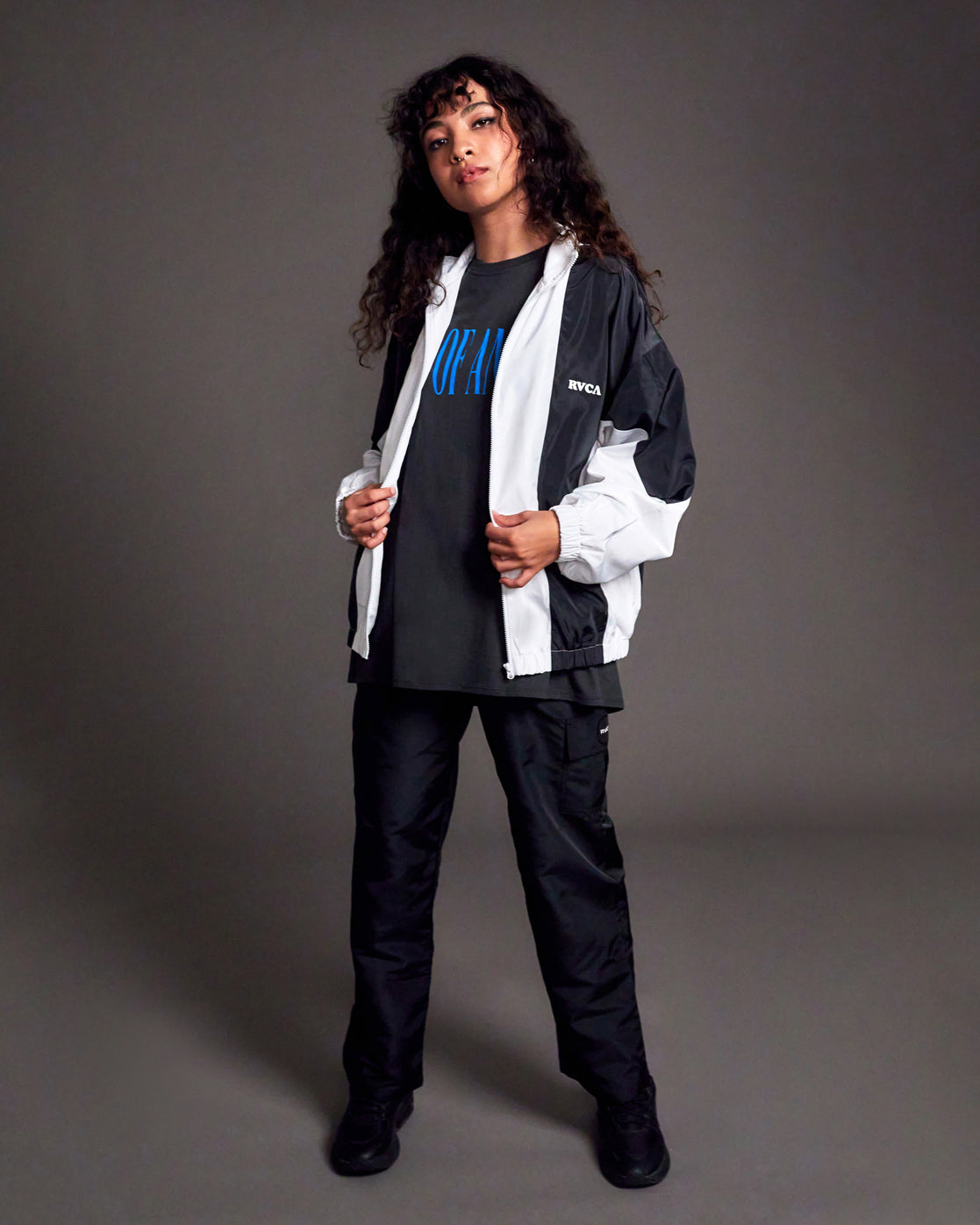 Throwback Windbreaker Jacket Black White