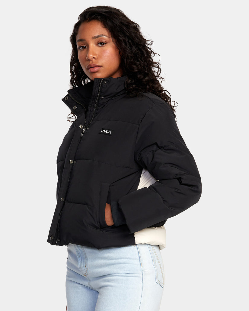 CALIA Women's Bubble Cloud Zip Up Jacket, Pure Black, Size Medium