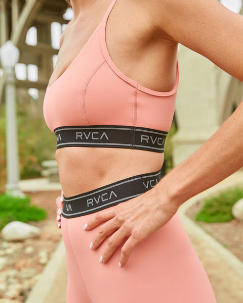 Buy RVCA women brand logo unpadded sports bra burgundy Online
