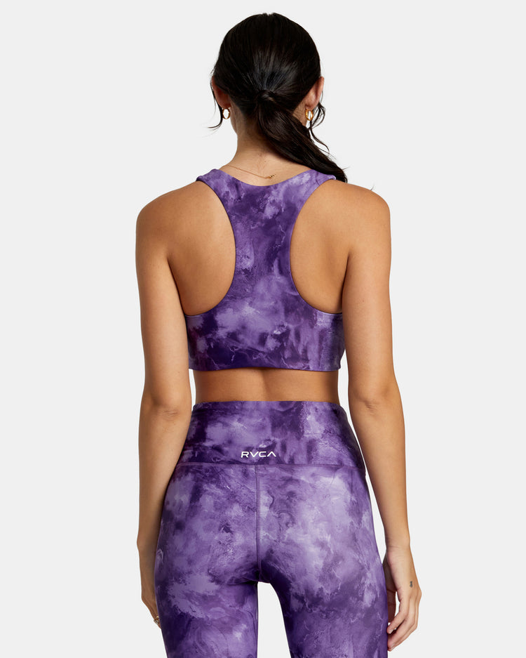 VA Essential Mid Support Sports Bra - Grape Tie Dye