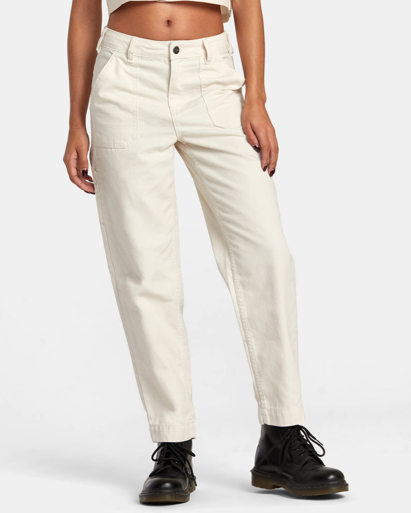 Women's Twill Pants, Pull-On Cotton, Natural