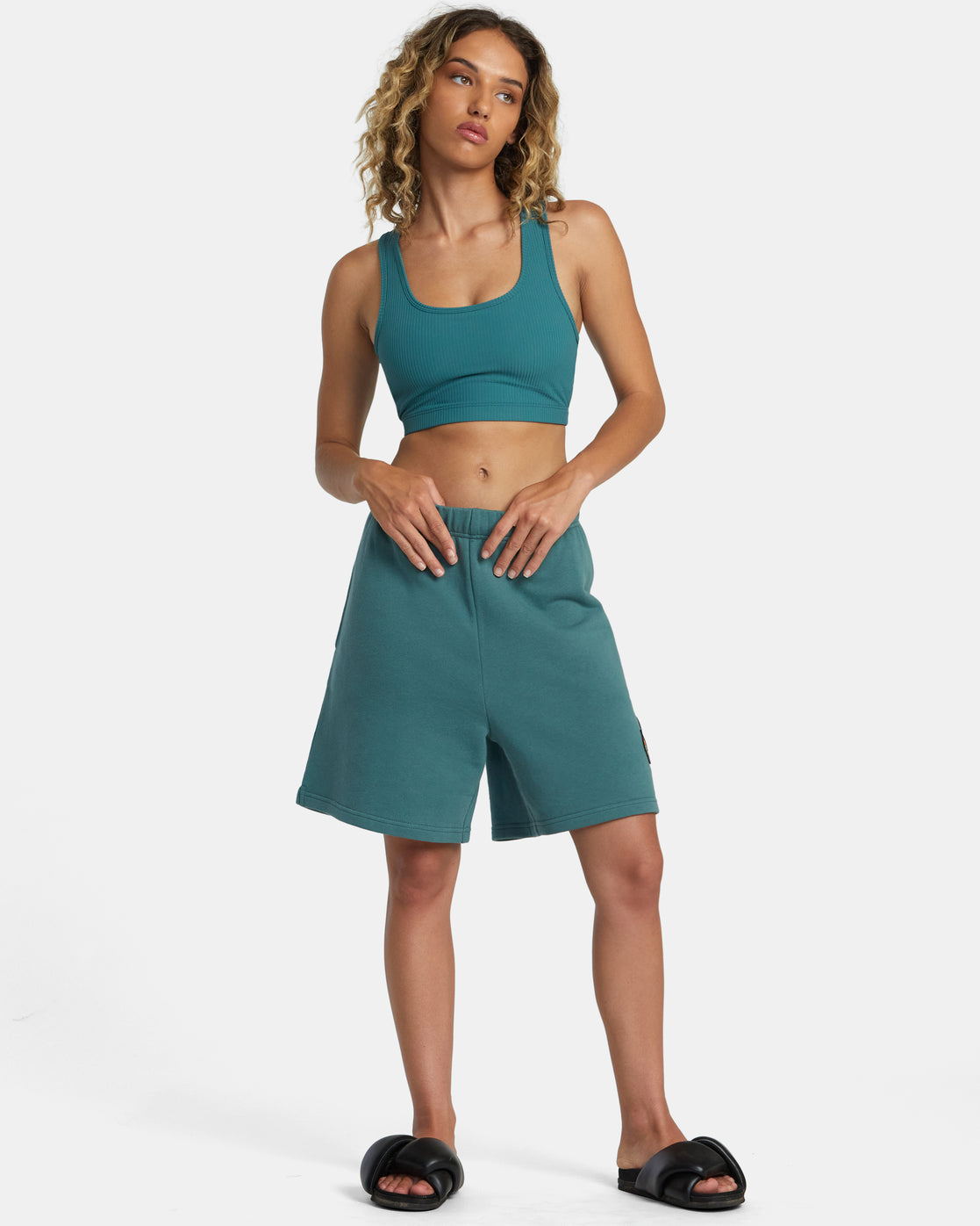 Rose Machado Baggy Oversized Sweat Shorts - Teal