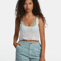 Railed Crochet Crop Top - Whisper White