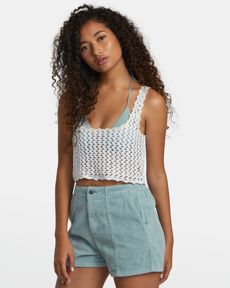 Railed Crochet Crop Top - Whisper White