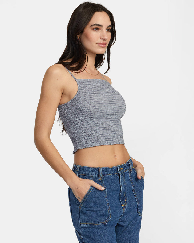 Houndstooth Revival Cropped Tank Top - Blue Grey – RVCA