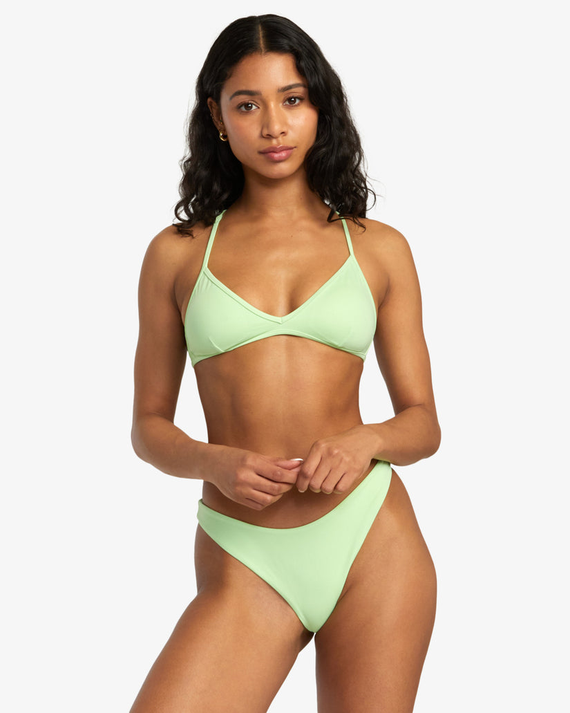 Bikini recycled nylon blend good coverage and sit on the natural waist
