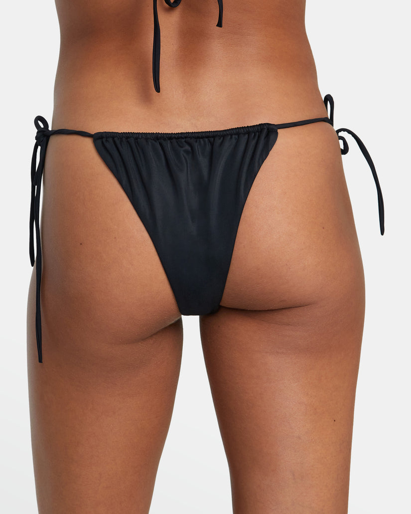 Solid Tie Skimpy Bikini Bottoms - Black –