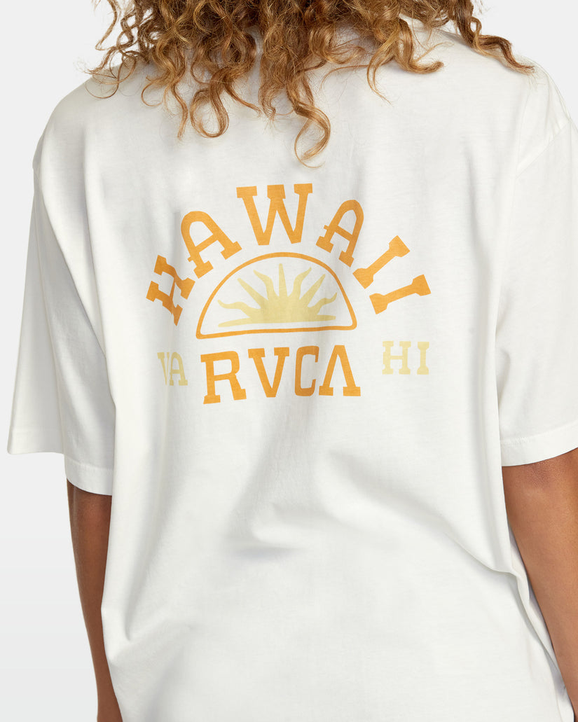 Hawaii Sunrise Va Oversized Tee - Vintage White