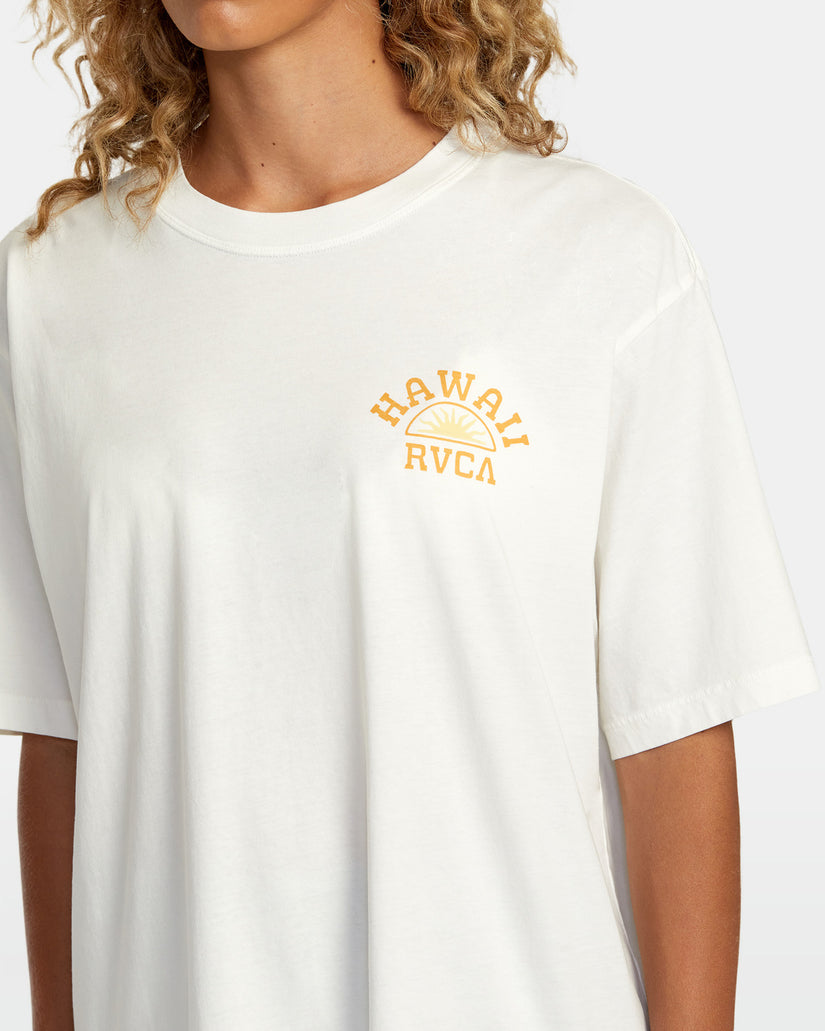 Hawaii Sunrise Va Oversized Tee - Vintage White