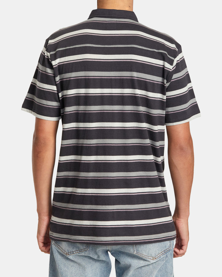 Cassady Stripe Polo Shirt - Pirate Black