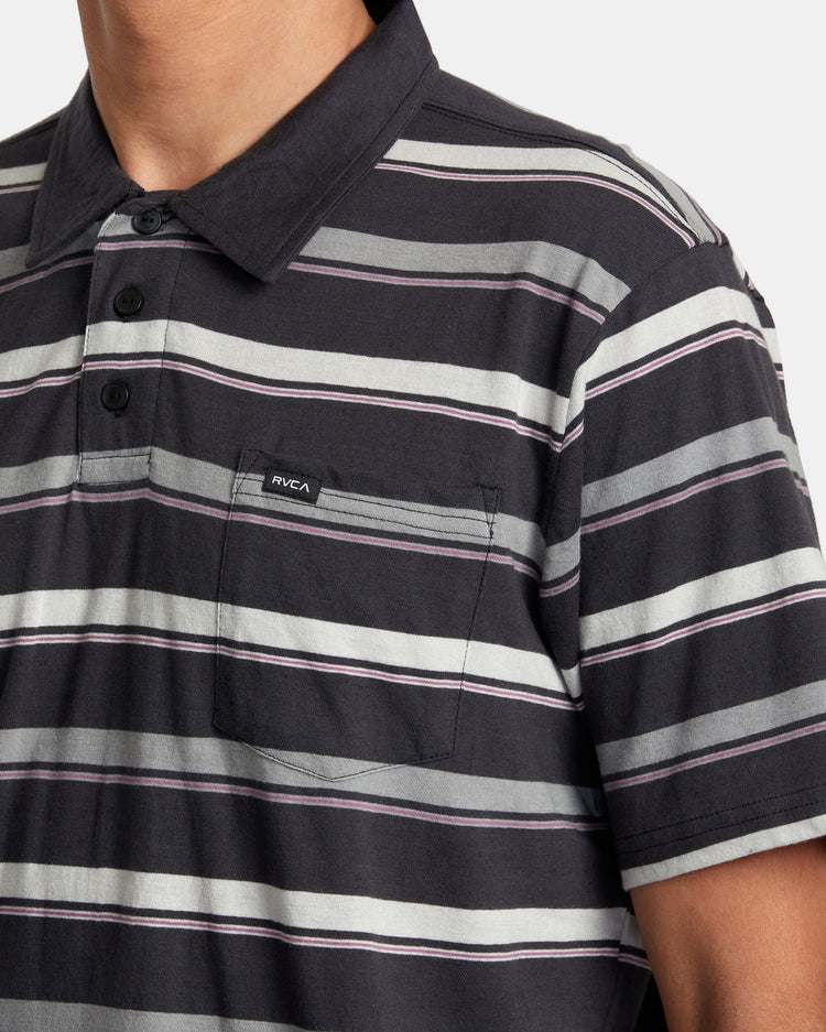 Cassady Stripe Polo Shirt - Pirate Black