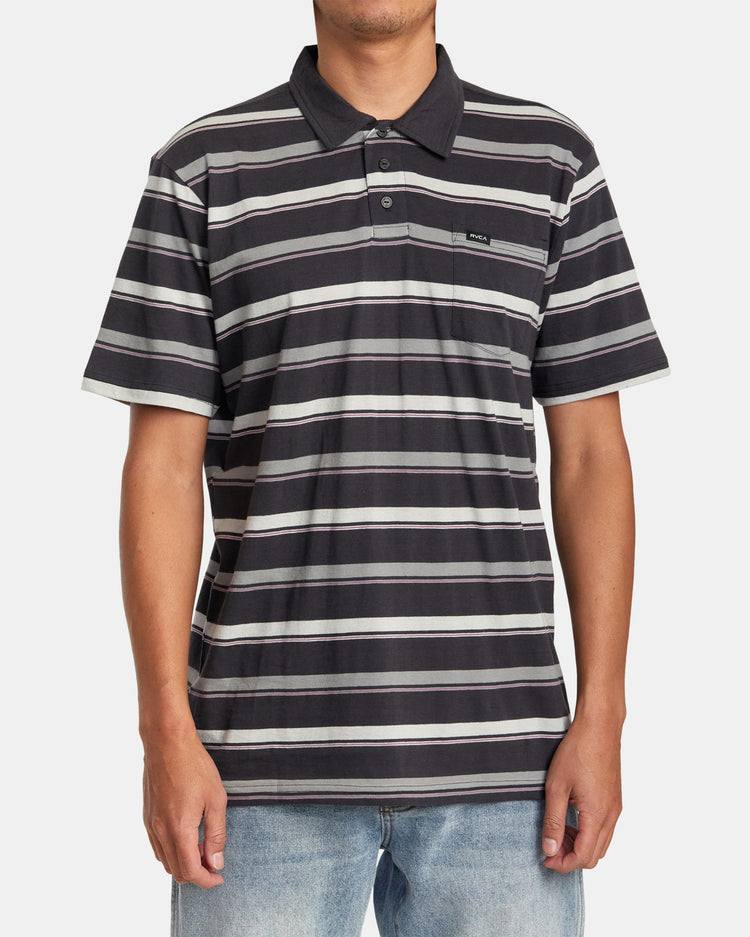 Cassady Stripe Polo Shirt - Pirate Black