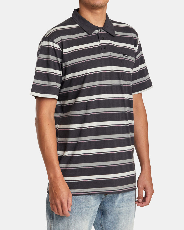 Cassady Stripe Polo Shirt - Pirate Black