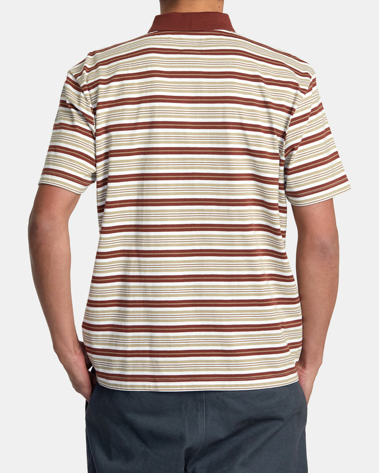 Uptown Stripe Polo Short Sleeve Polo Shirt - Antique White