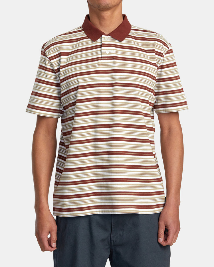 Uptown Stripe Polo Short Sleeve Polo Shirt - Antique White