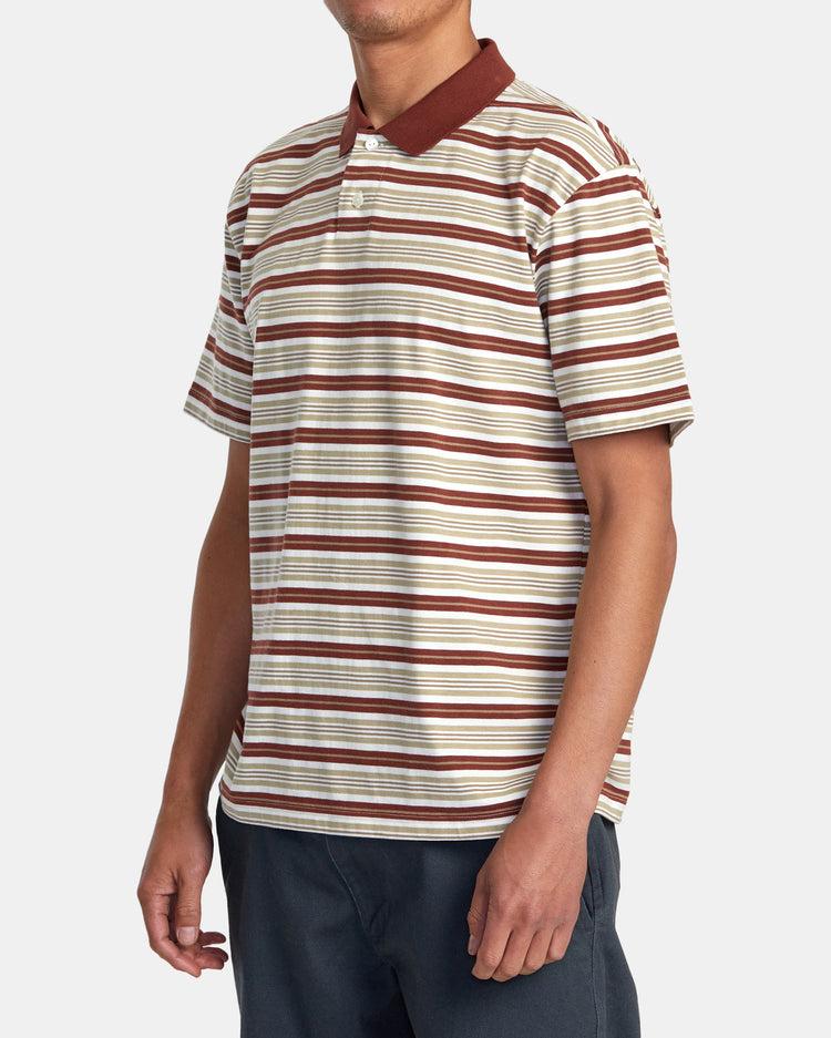 Uptown Stripe Polo Short Sleeve Polo Shirt - Antique White