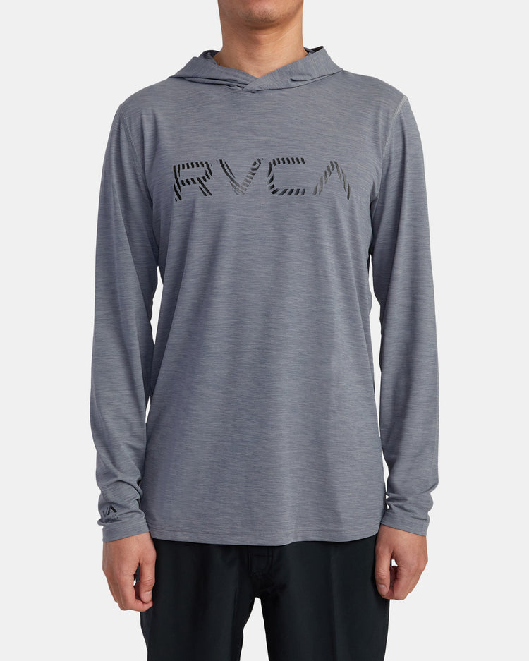 RVCA Surf Print Rashguard Hoodie - Heather Grey