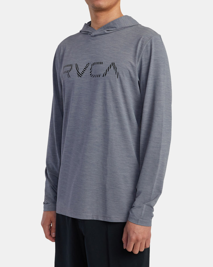 RVCA Surf Print Rashguard Hoodie - Heather Grey