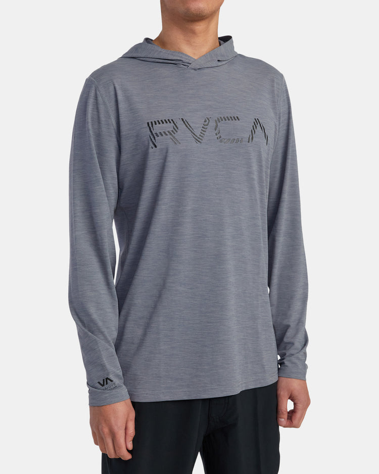 RVCA Surf Print Rashguard Hoodie - Heather Grey