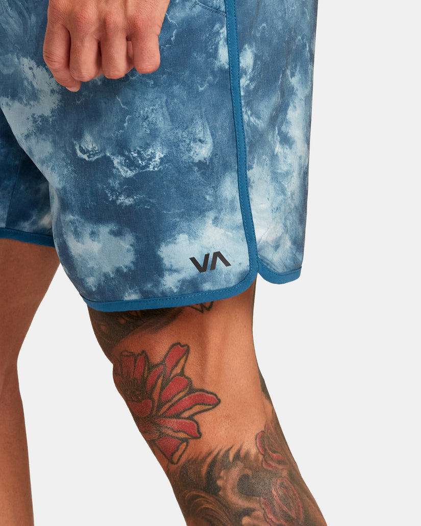 Yogger Hybrid Elastic Waist Athletic Shorts 17" - Teal Tie Dye