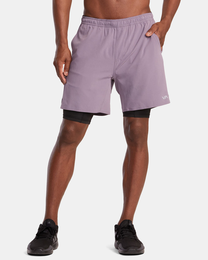 Yogger Train 2-In-1 Elastic Waist Workout Shorts 17 - Purple Sage