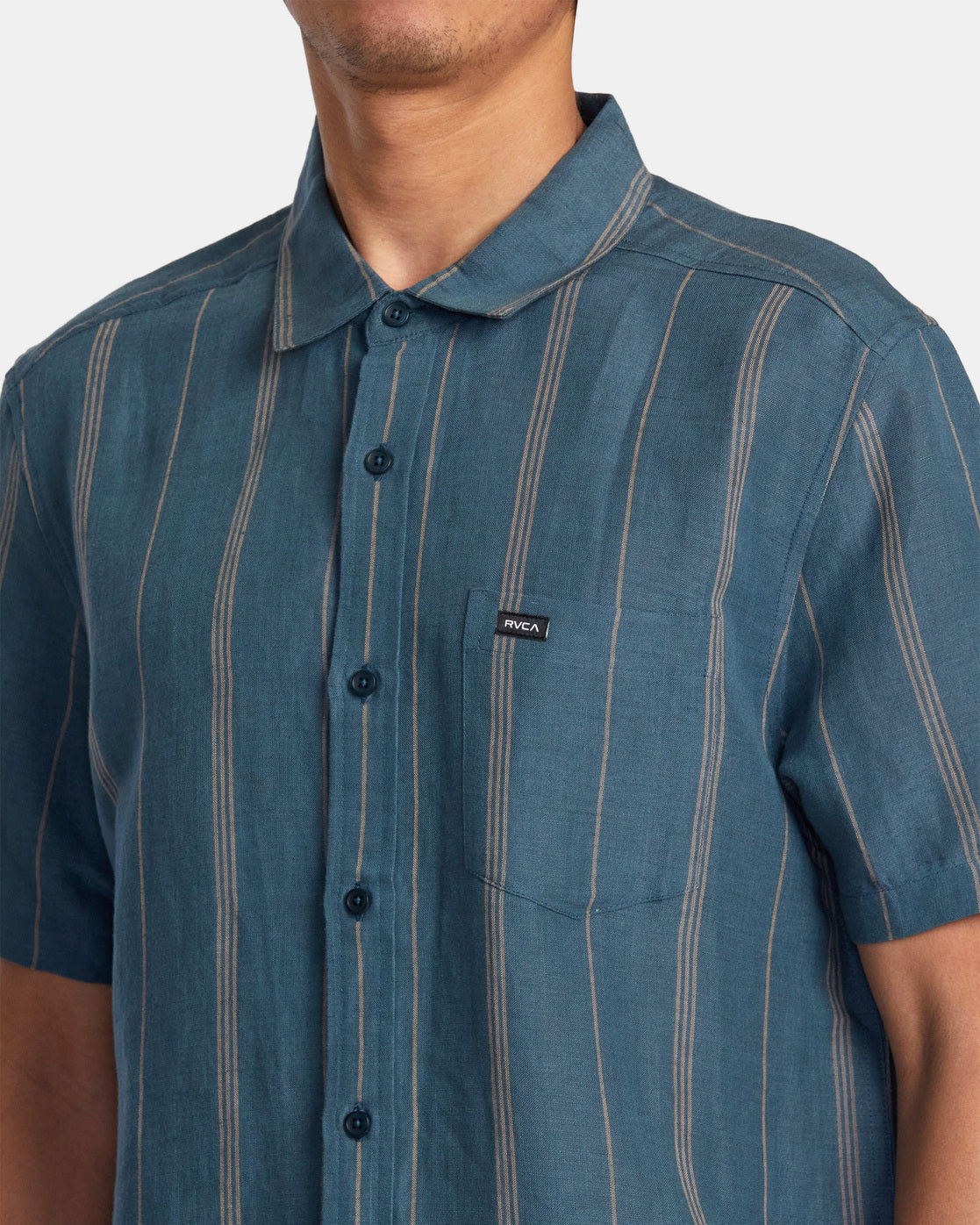 Mercy Stripe Short Sleeve Woven Shirt - Duck Blue