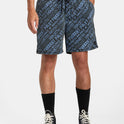 Escape Print Elastic Waist Walkshorts 17” - Black Purps