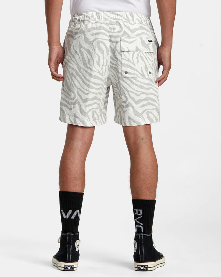 Escape Print Elastic Waist Walkshorts 17” - White