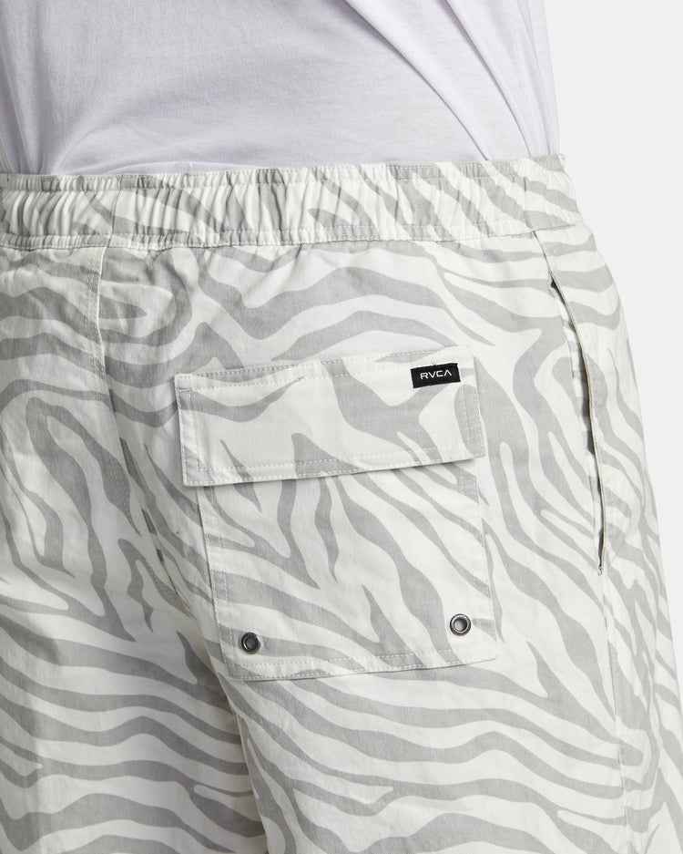 Escape Print Elastic Waist Walkshorts 17” - White